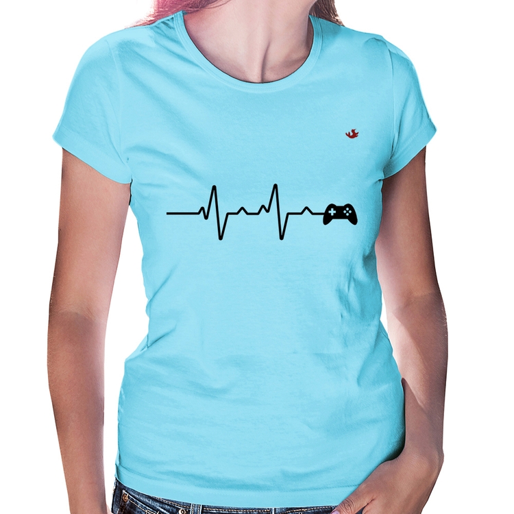 Baby Look Batimentos Cardíacos Gamer - Azul Bebê