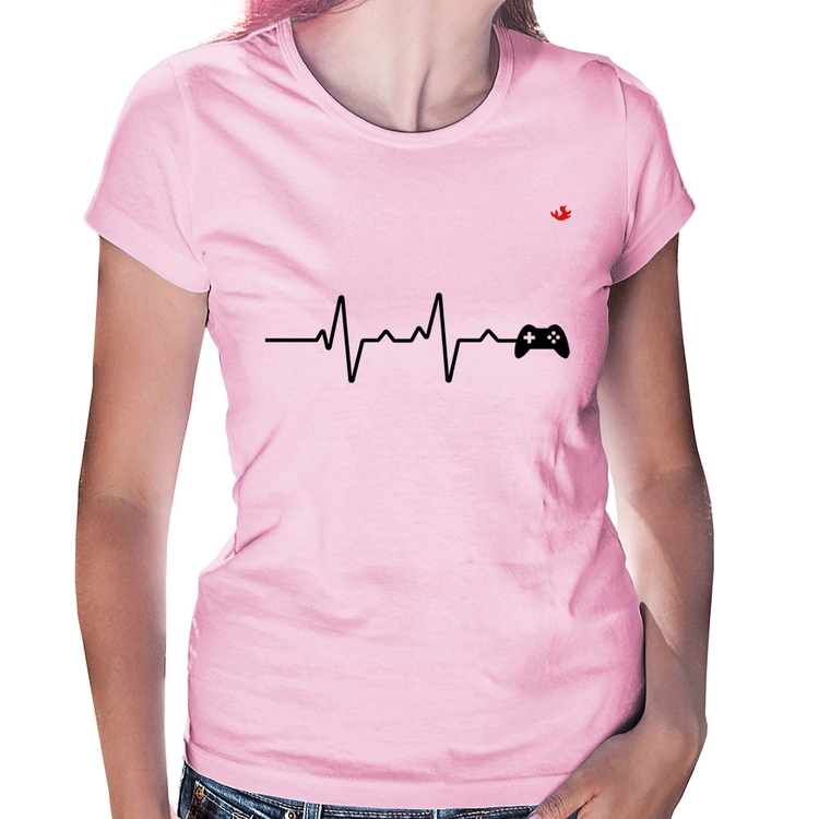 Baby Look Batimentos Cardíacos Gamer - Rosa Bebê