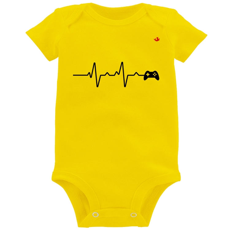 Body Bebê Batimentos Cardíacos Gamer - Amarelo