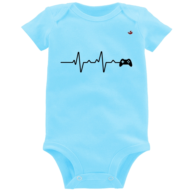 Body Bebê Batimentos Cardíacos Gamer - Azul Bebê