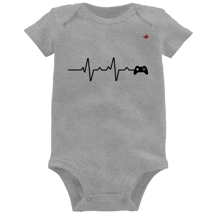 Body Bebê Batimentos Cardíacos Gamer - Cinza
