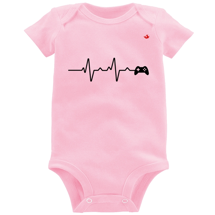 Body Bebê Batimentos Cardíacos Gamer - Rosa Bebê