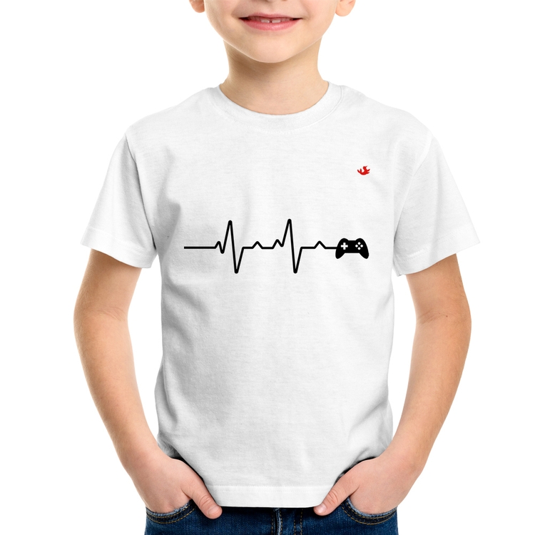 Camiseta Infantil Batimentos Cardíacos Gamer