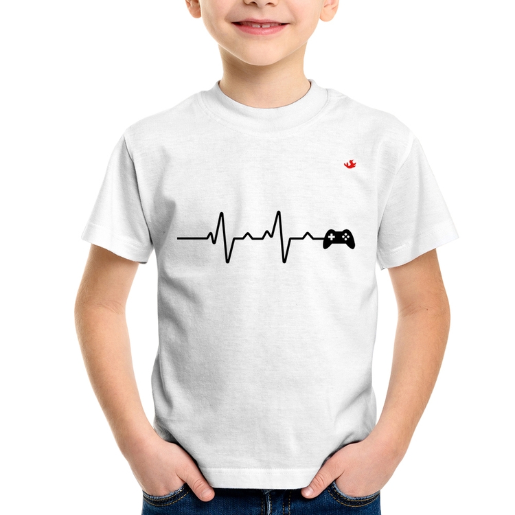 Camiseta Infantil Batimentos Cardíacos Gamer