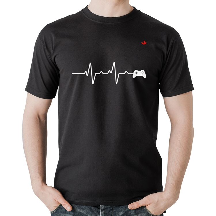 Camiseta Algodão Batimentos Cardíacos Gamer