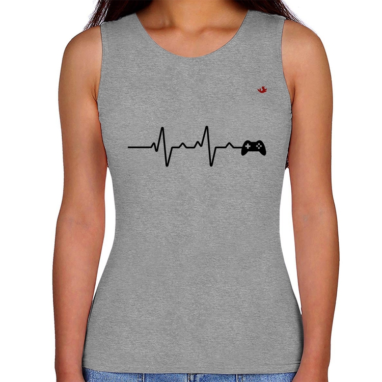 Regata Feminina Batimentos Cardíacos Gamer - Cinza