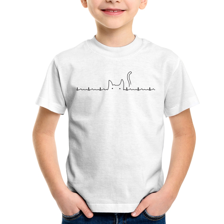 Camiseta Infantil Batimentos Cardíacos Gato