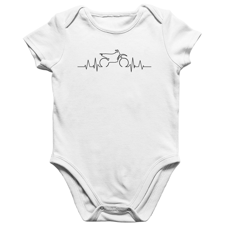 Body Bebê Algodão Batimentos Cardíacos Motocross - Branco