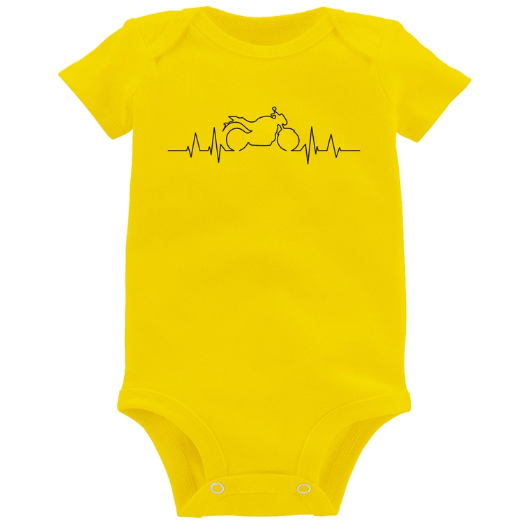 Body Bebê Batimentos Cardíacos Moto GP - Amarelo