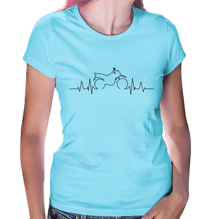 Baby Look Batimentos Cardíacos Moto Trail - Azul Bebê