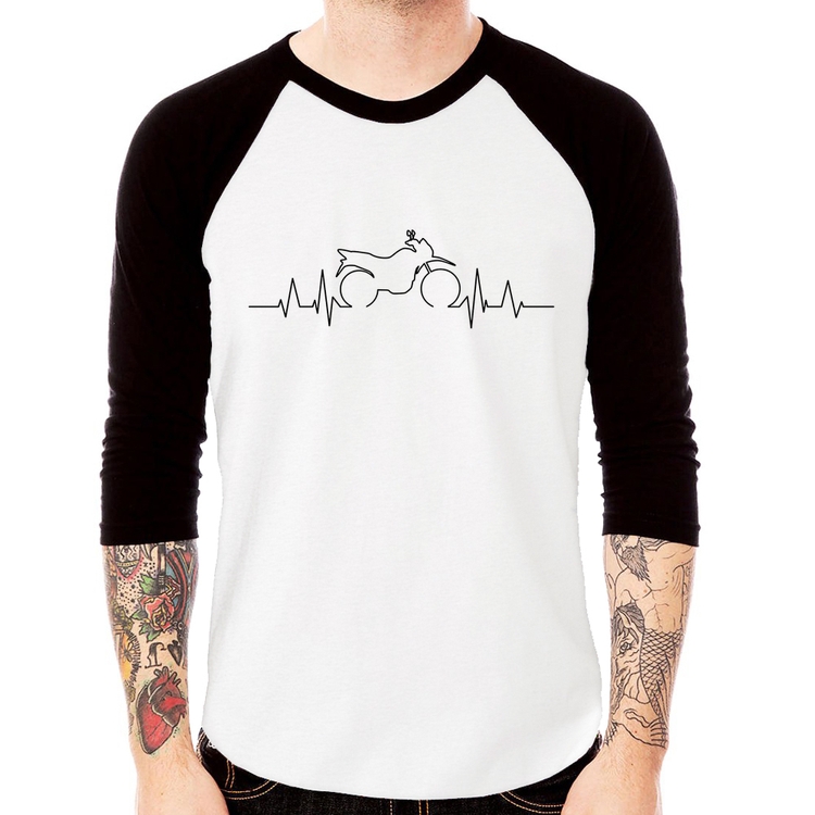 Camiseta Raglan Batimentos Cardíacos Moto Trail Manga 3/4