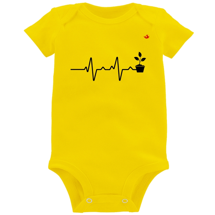 Body Bebê Batimentos Cardíacos Plantinhas - Amarelo