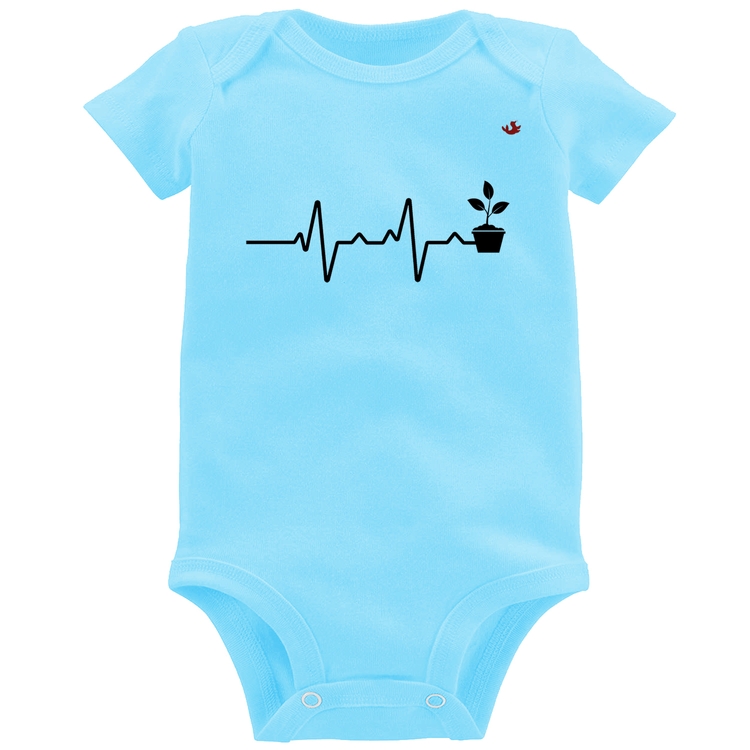 Body Bebê Batimentos Cardíacos Plantinhas - Azul Bebê
