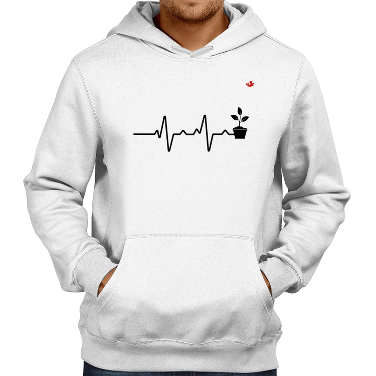 Moletom Batimentos Cardíacos Plantinhas - Branco