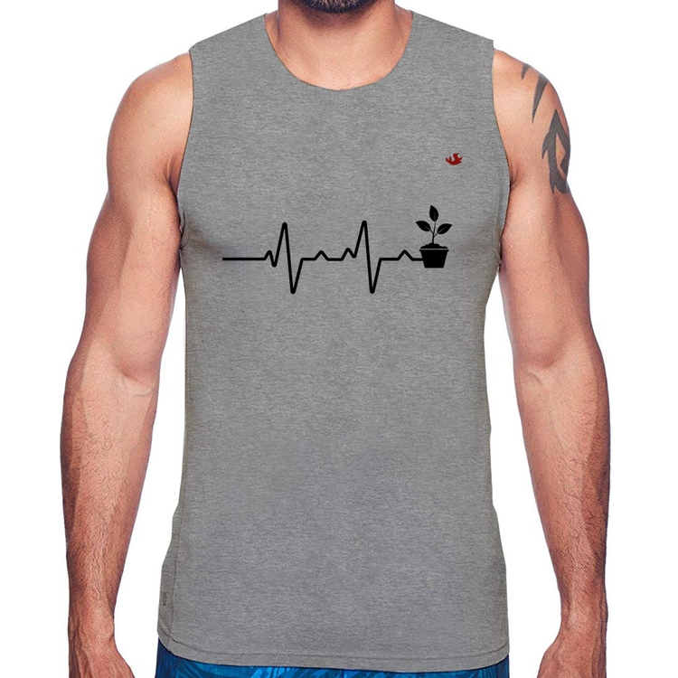 Regata Batimentos Cardíacos Plantinhas - Cinza