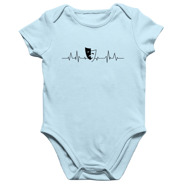 Body Bebê Algodão Batimentos Cardíacos Teatro - Azul Bebê