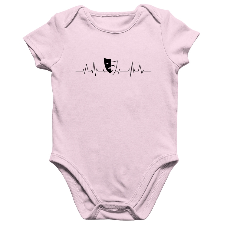 Body Bebê Algodão Batimentos Cardíacos Teatro - Rosa Bebê