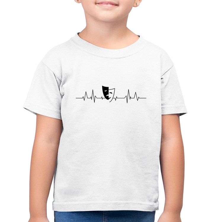Camiseta Algodão Infantil Batimentos Cardíacos Teatro - Branca