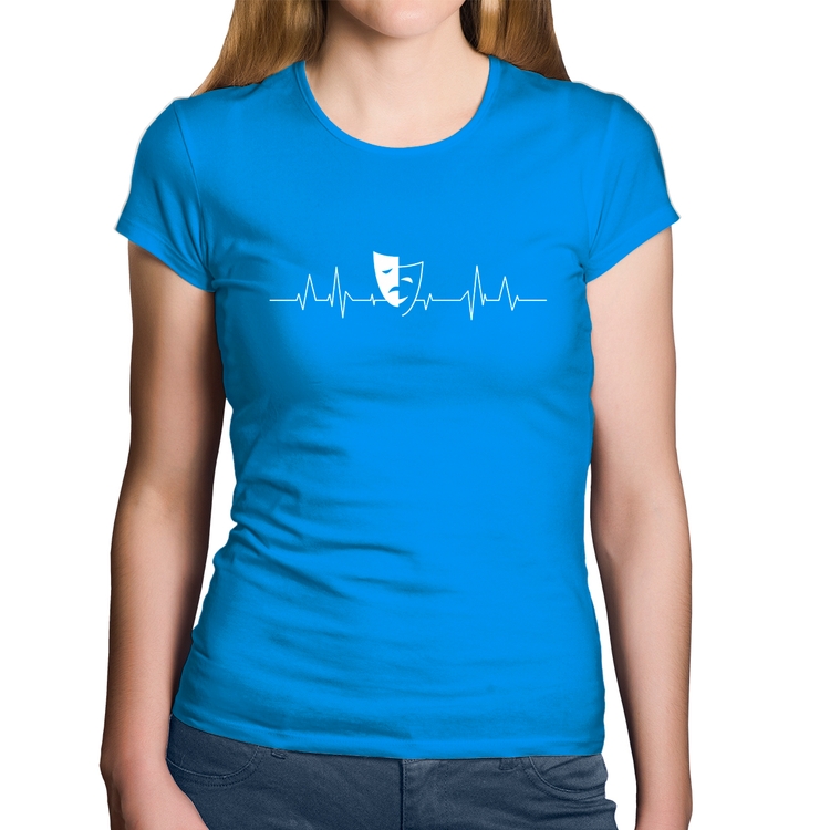 Baby Look Algodão Batimentos Cardíacos Teatro - Azul