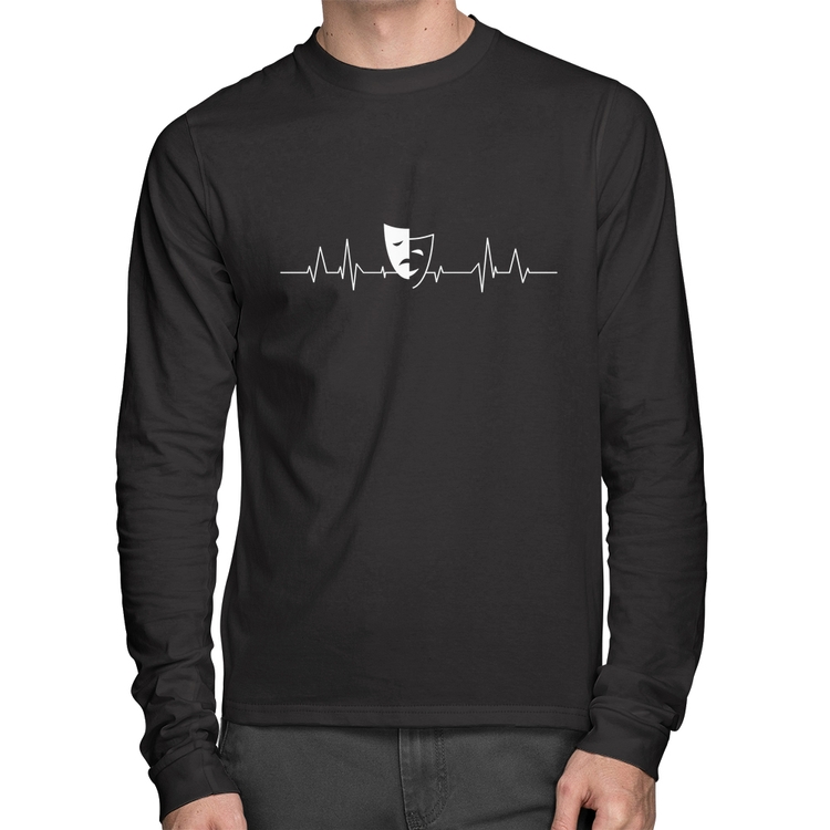 Camiseta Algodão Batimentos Cardíacos Teatro Manga Longa