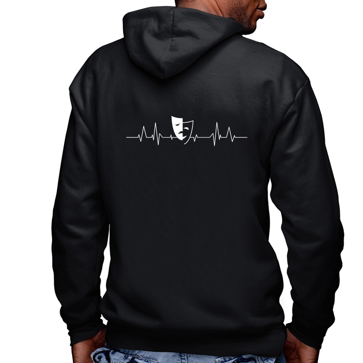 Blusa Moletom Batimentos Cardíacos Teatro Masculina com Capuz e Zíper