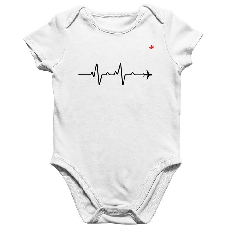 Body Bebê Algodão Batimentos Cardíacos Viagem - Branco