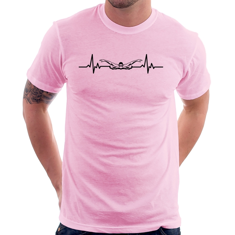Camiseta Batimentos Natação - Rosa Bebê