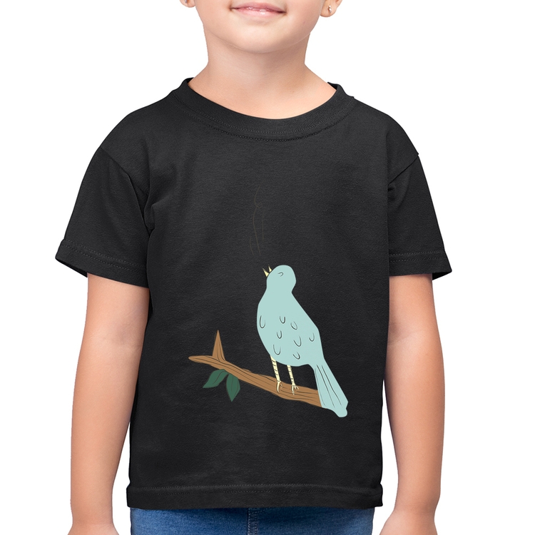 Camiseta Algodão Infantil Passarinho Cantando