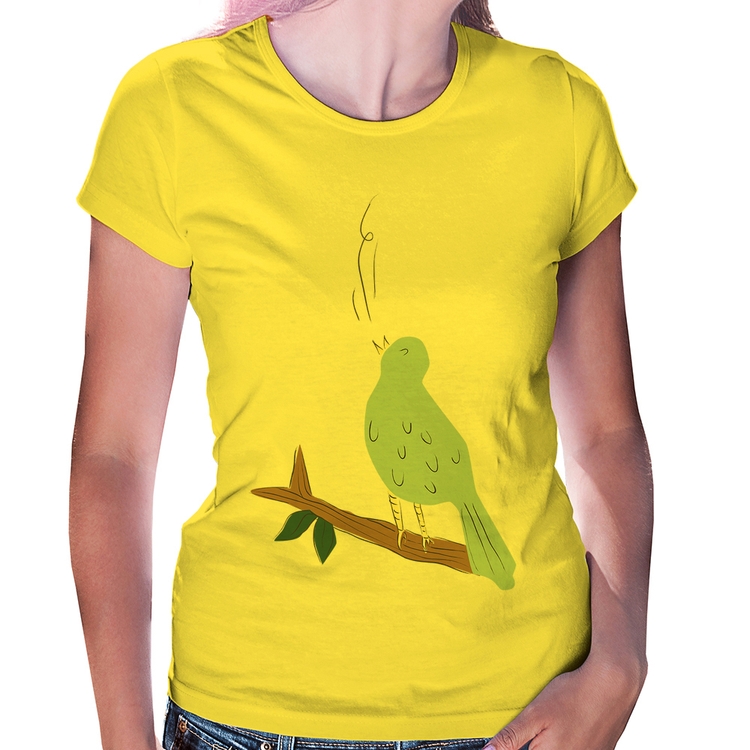 Baby Look Passarinho Cantando - Amarela