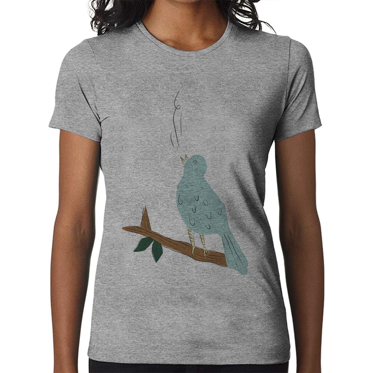 Baby Look Passarinho Cantando - Cinza