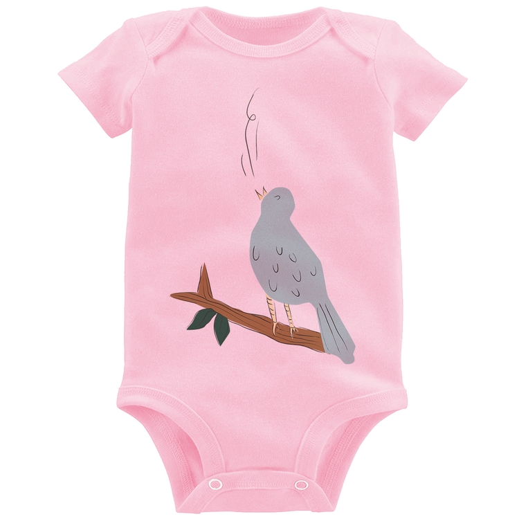 Body Bebê Passarinho Cantando - Rosa Bebê