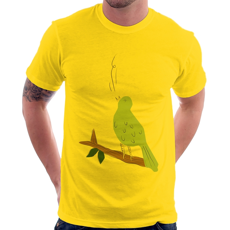 Camiseta Passarinho Cantando - Amarela
