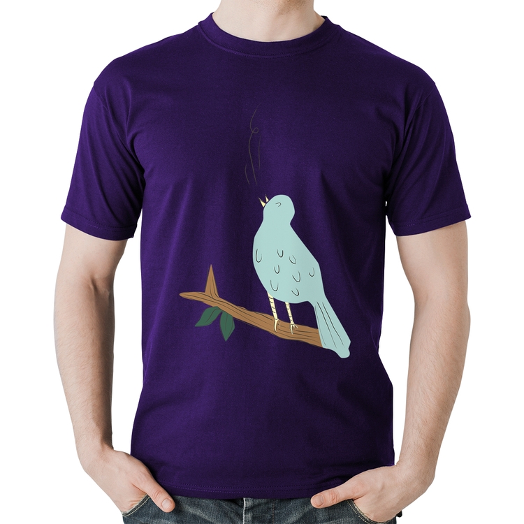 Camiseta Algodão Passarinho Cantando - Roxa