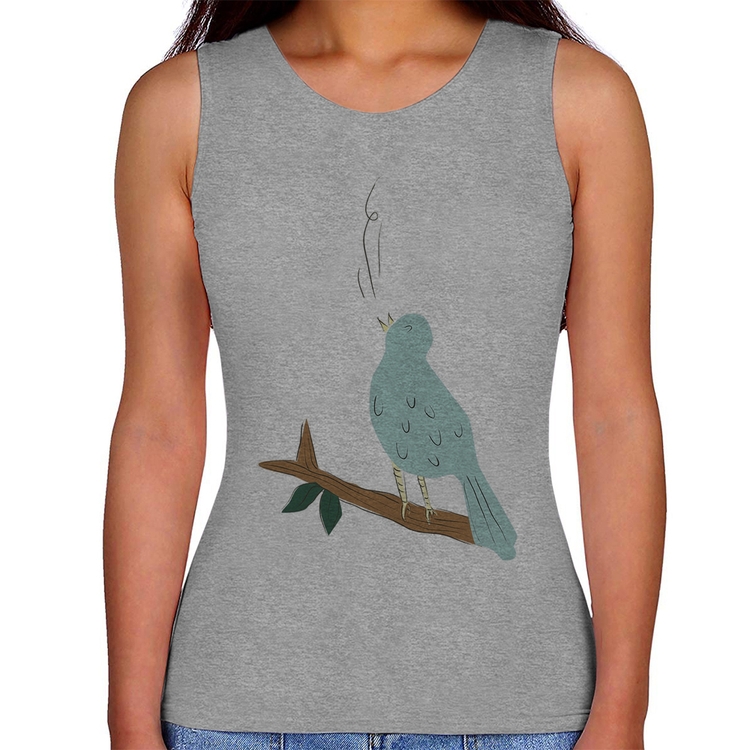 Regata Feminina Passarinho Cantando - Cinza