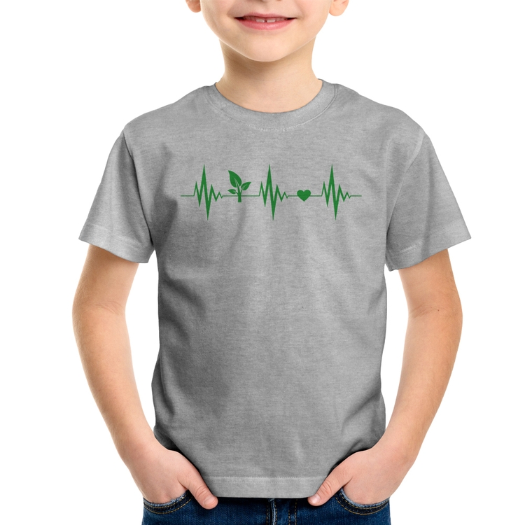 Camiseta Infantil Batimentos Vegano - Cinza