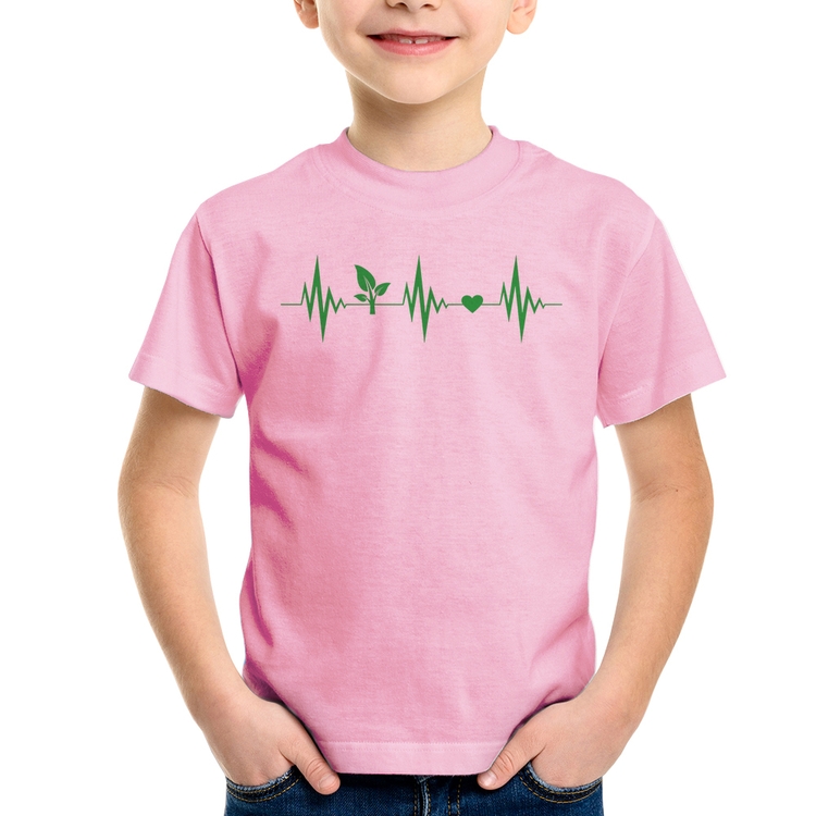 Camiseta Infantil Batimentos Vegano - Rosa Bebê