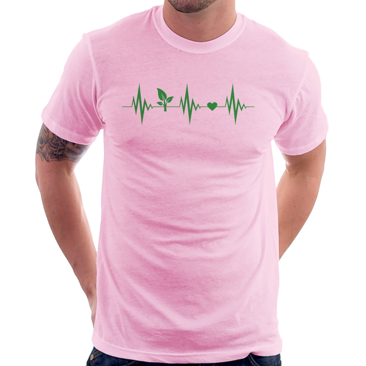 Camiseta Batimentos Vegano - Rosa Bebê