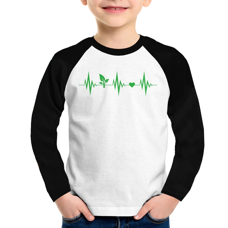Camiseta Raglan Infantil Batimentos Vegano Manga Longa