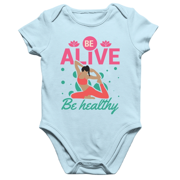 Body Bebê Algodão Be Alive Be Healthy - Azul Bebê