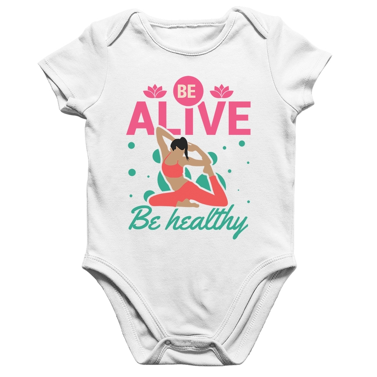Body Bebê Algodão Be Alive Be Healthy - Branco