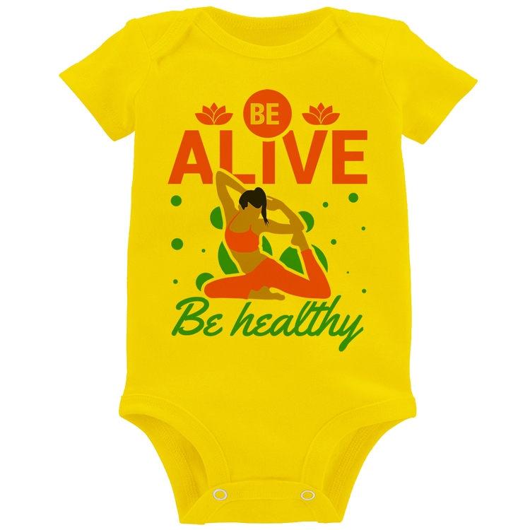 Body Bebê Be Alive Be Healthy - Amarelo