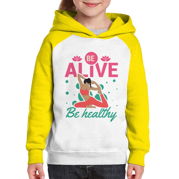 Moletom Infantil Be Alive Be Healthy - Branco/Amarelo