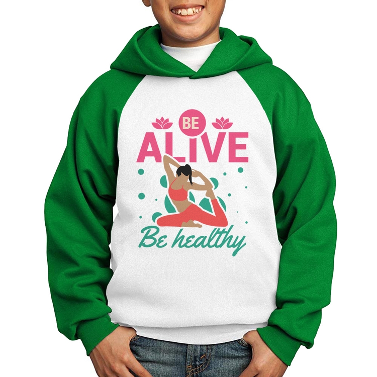 Moletom Infantil Be Alive Be Healthy - Branco/Verde