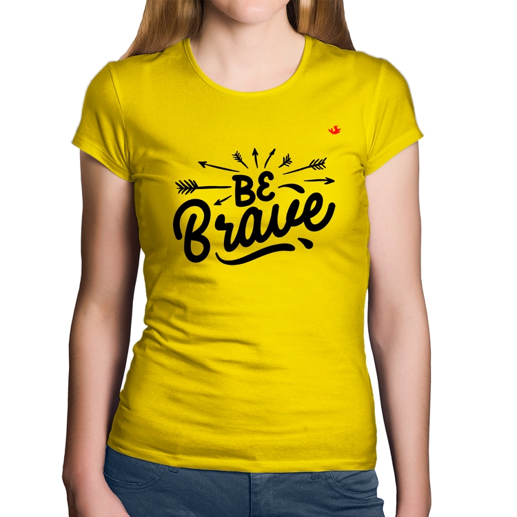 Baby Look Algodão Be brave - Amarela