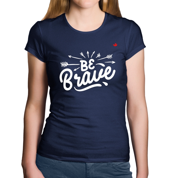 Baby Look Algodão Be brave - Marinho