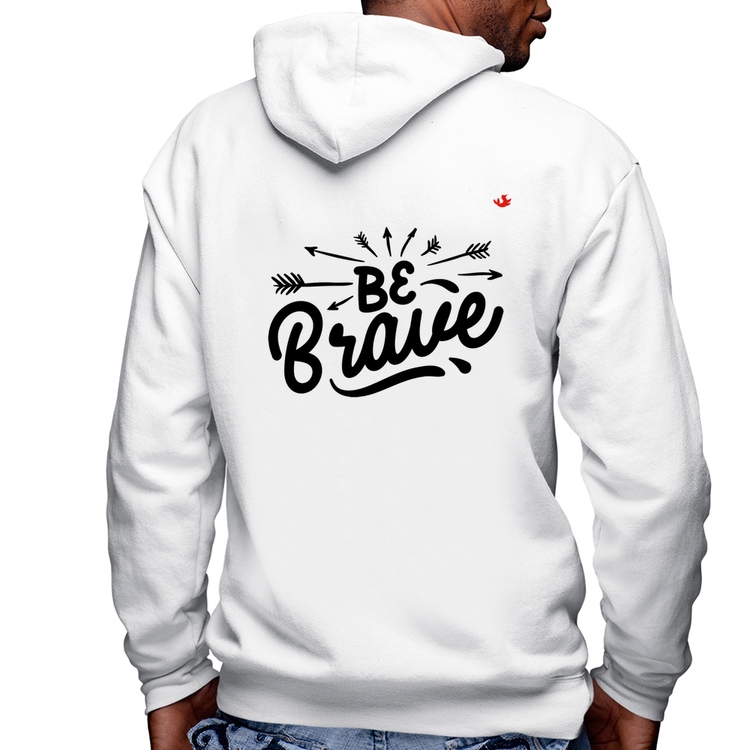 Blusa Moletom Be brave Masculina com Capuz e Zíper - Branca