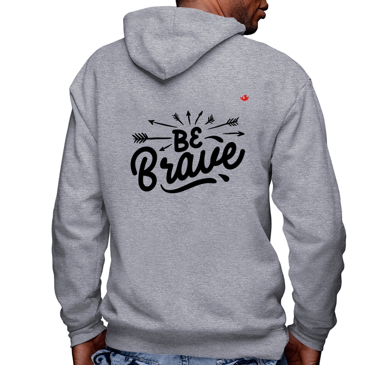 Blusa Moletom Be brave Masculina com Capuz e Zíper - Mescla