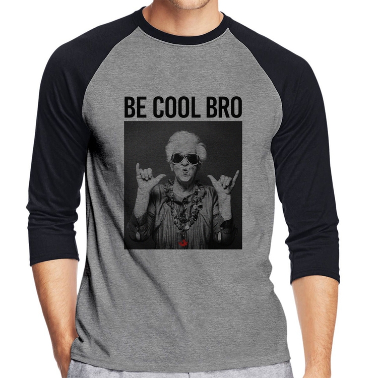 Camiseta Raglan Be cool bro Manga 3/4 - Cinza/Preto