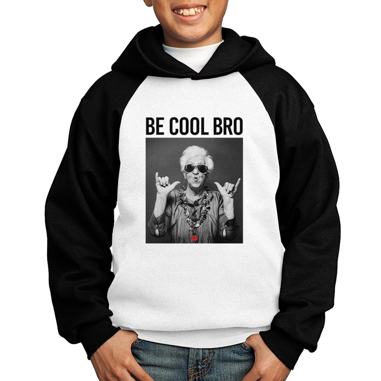 Moletom Infantil Be cool bro - Branco/Preto