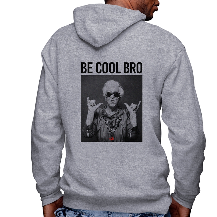 Blusa Moletom Be cool bro Masculina com Capuz e Zíper - Mescla